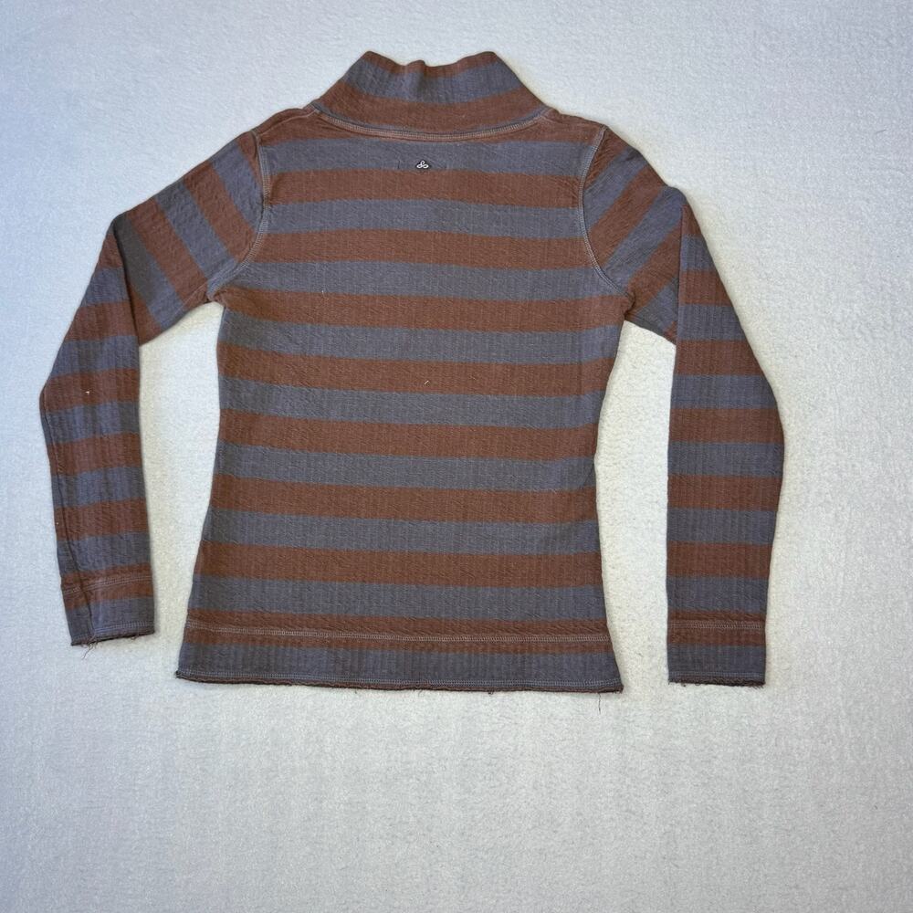 prAna Women's Ivona Blue & Brown Cowel Neck Striped Pullover Organic Cotton - M - Picture 6 of 8